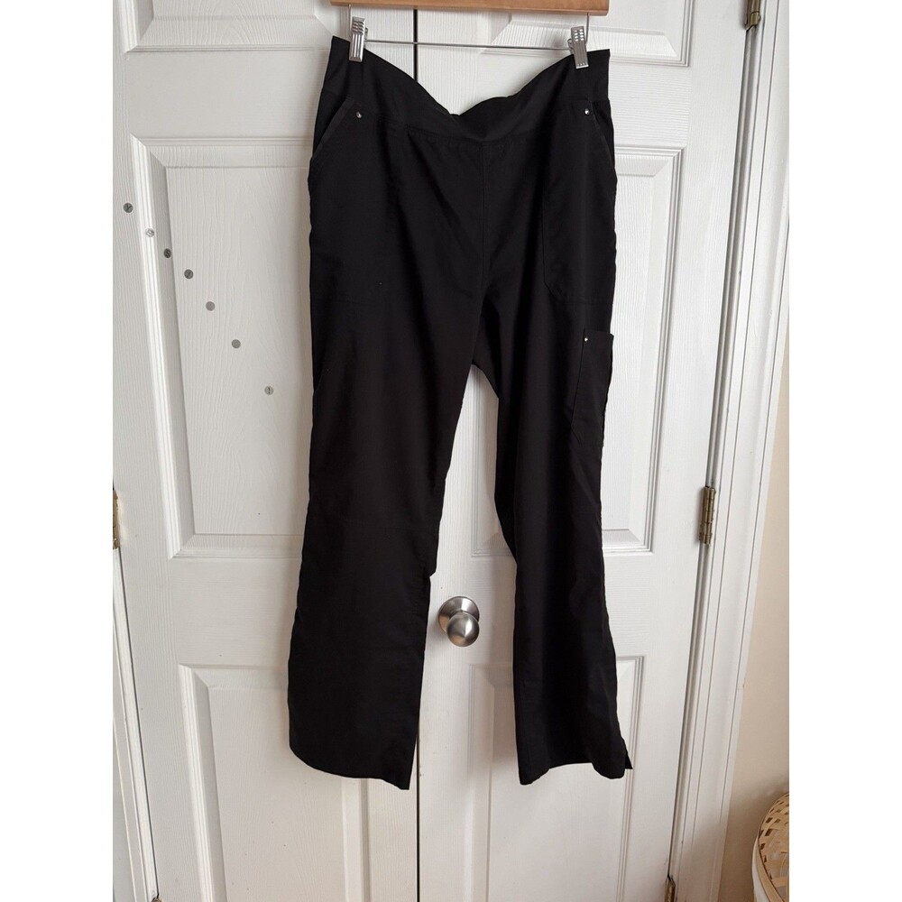 Purple Label Yoga by Healing Hands Womens Black Solid Scrub Pants Large